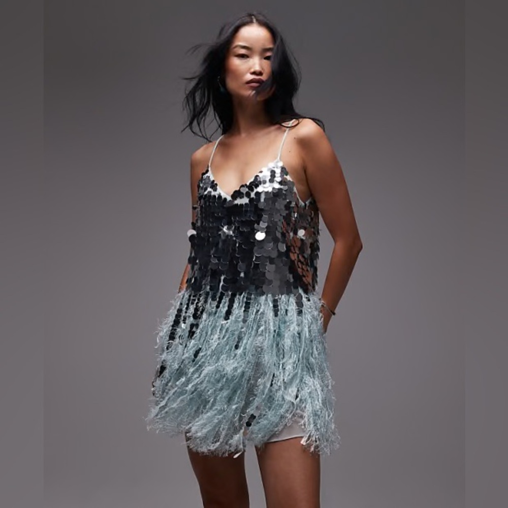 ASOS Silver and Blue Sequin Mini Dress